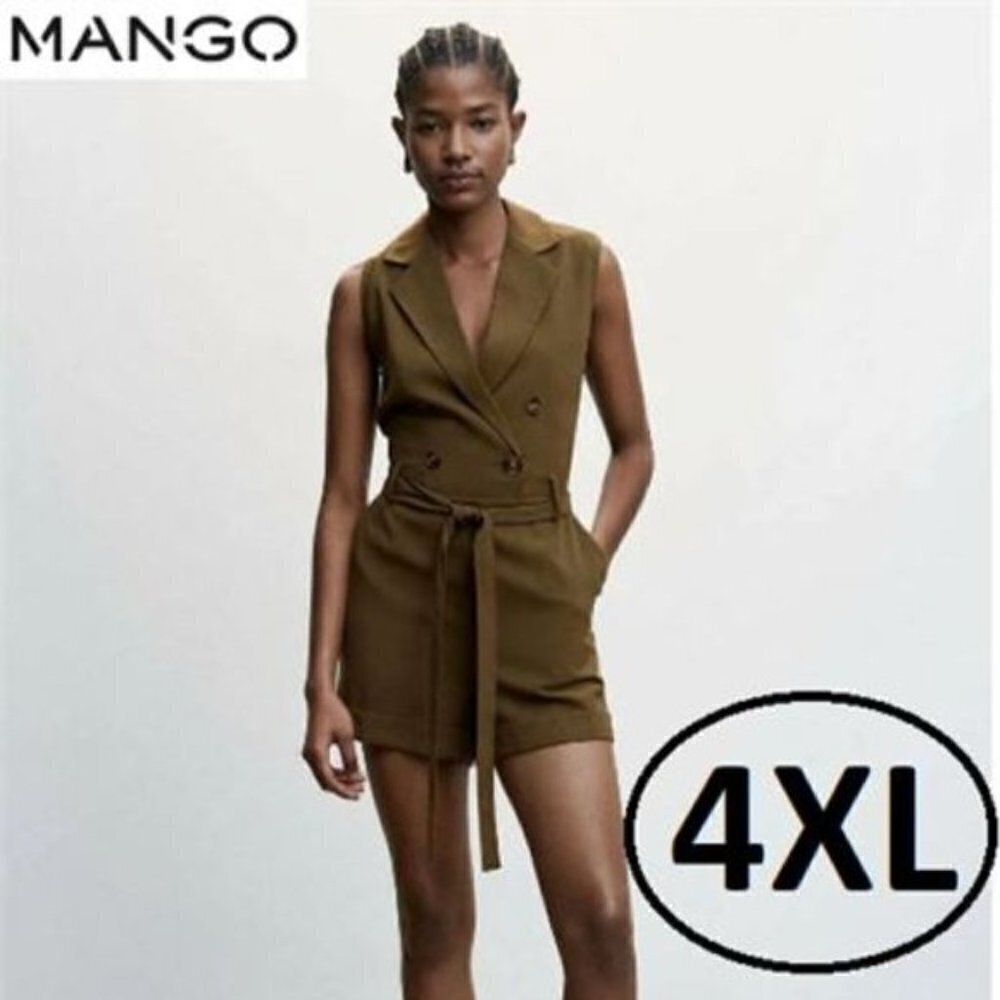 Mango - Women's Dorotea Jumpsuit - Khaki. Size: 4XL. NWT